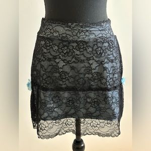 Vintage Black and Blue Lace Bow Mini Skirt Size L